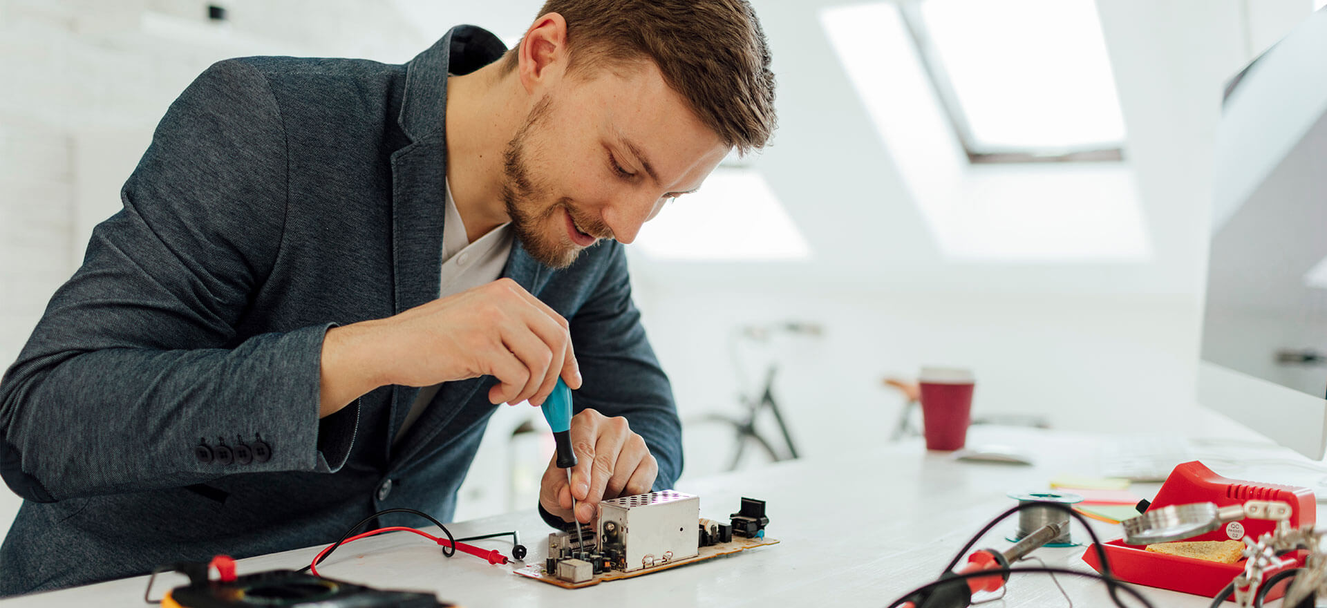 A man producing a product for a crowdfunding project