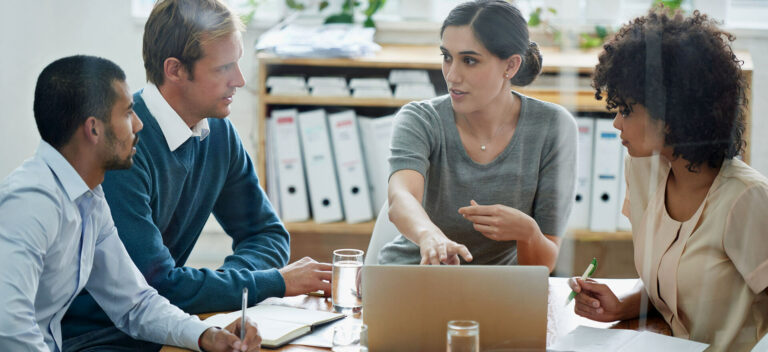 small business leaderships skills in action during a meeting