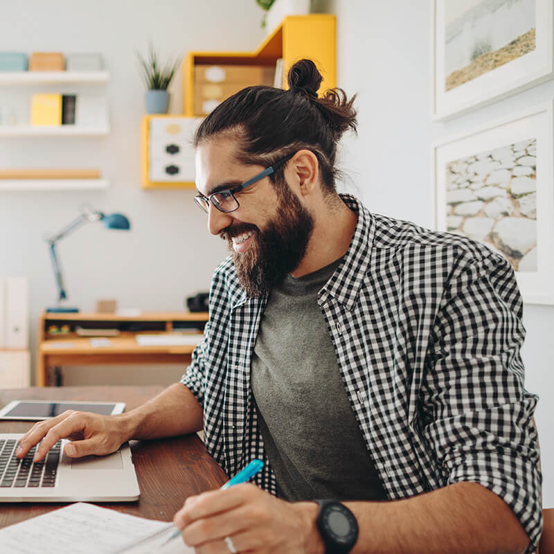 Customer submitting a business loan application