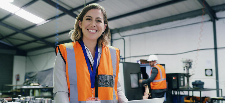 This happy woman is a business success