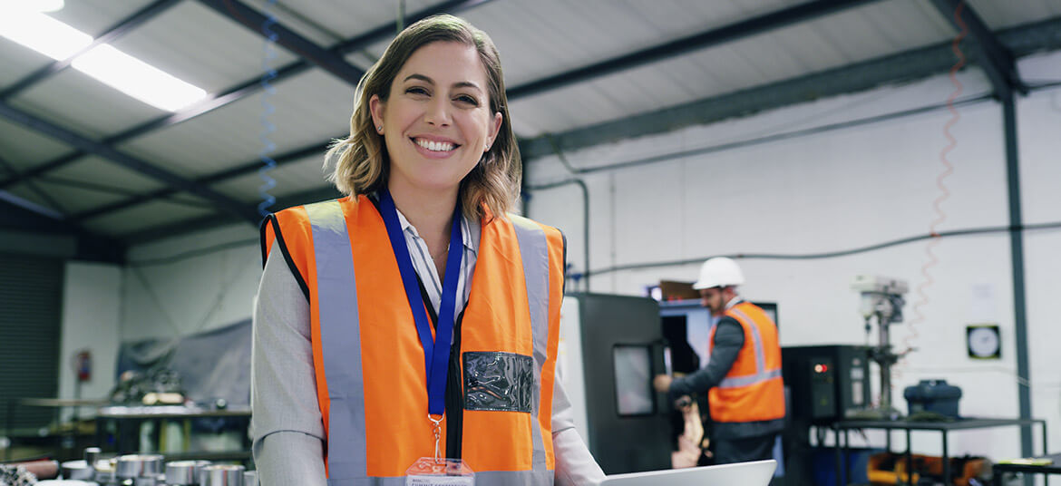 This happy woman is a business success